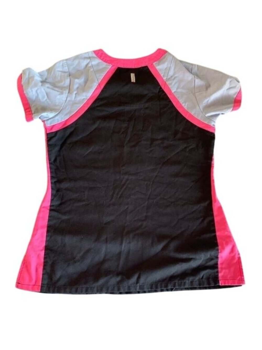 Greys Anatomy By Barco Active Scrub Top S Black Pink Gray V-Neck Front Pockets - Picture 7 of 8